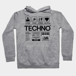 TECHNO  - Product Label (Black) Hoodie